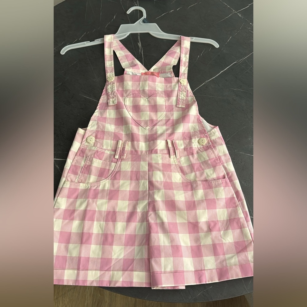 Pink Checkered Womens Overalls